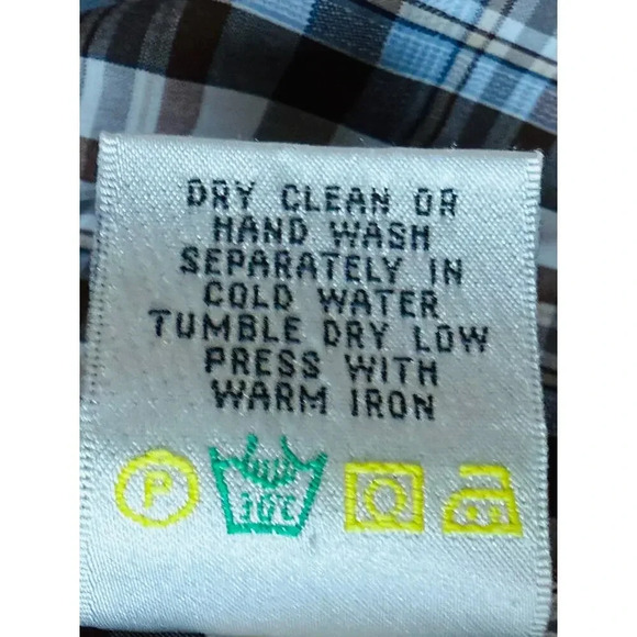 Bugatchi Men's Shirt Sz Large Blue/Brown Collared Long Sleeve Button Up - Picture 6 of 6